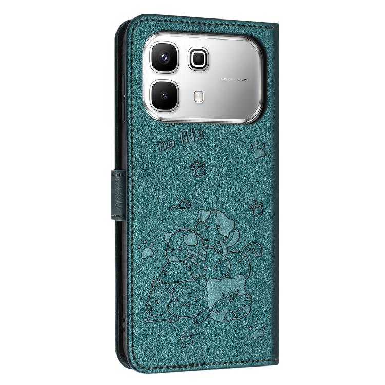 For Infinix Note 60 / 60 Pro 5G Embossed Kitten Phone Leather Case with Lanyard