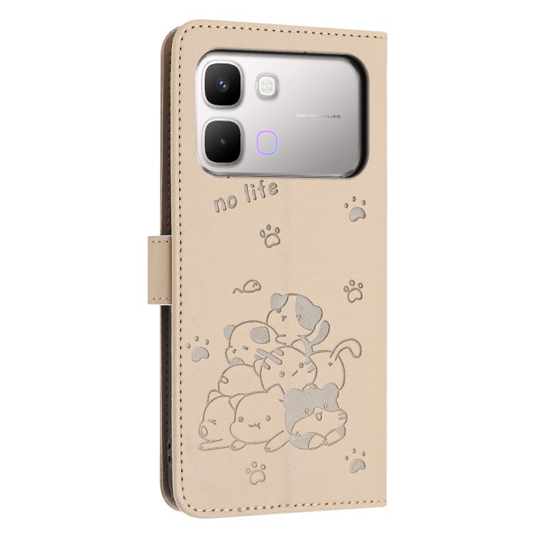 For Infinix Note Edge 5G Embossed Kitten Phone Leather Case with Lanyard