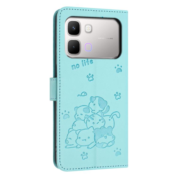 For Infinix Note Edge 5G Embossed Kitten Phone Leather Case with Lanyard