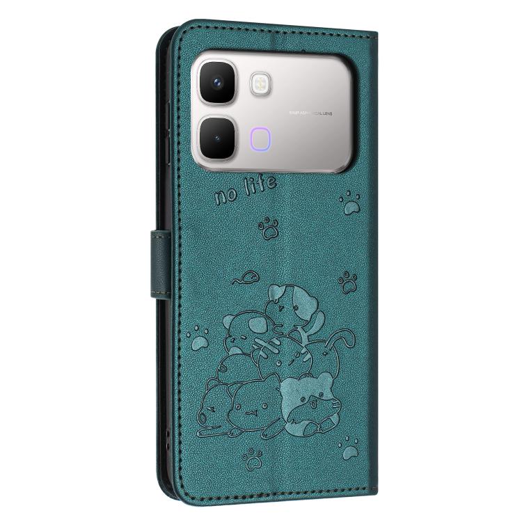 For Infinix Note Edge 5G Embossed Kitten Phone Leather Case with Lanyard