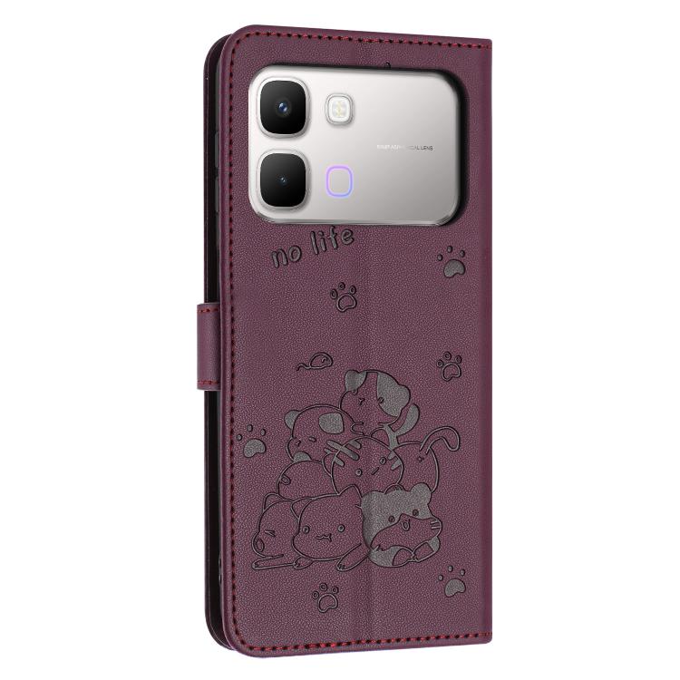 For Infinix Note Edge 5G Embossed Kitten Phone Leather Case with Lanyard
