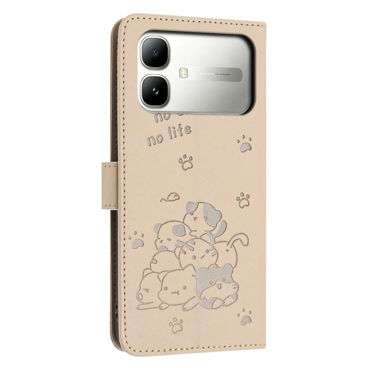 For Infinix Smart 20 4G Embossed Kitten Phone Leather Case with Lanyard