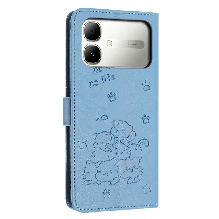 For Infinix Smart 20 4G Embossed Kitten Phone Leather Case with Lanyard