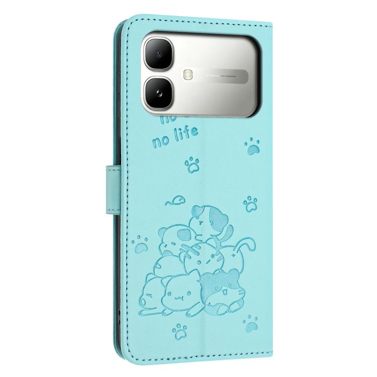 For Infinix Smart 20 4G Embossed Kitten Phone Leather Case with Lanyard
