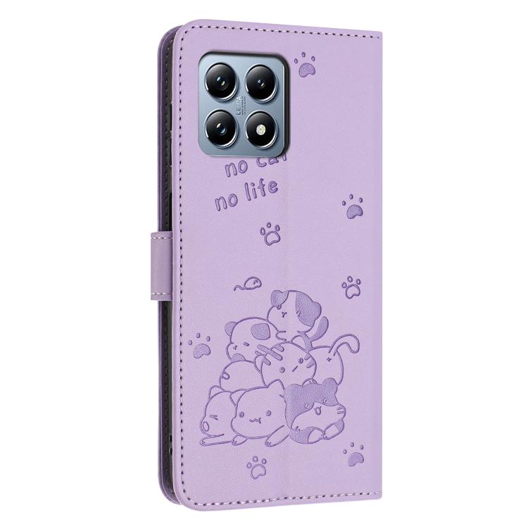 For Xiaomi 15T 5G Embossed Kitten Phone Leather Case with Lanyard