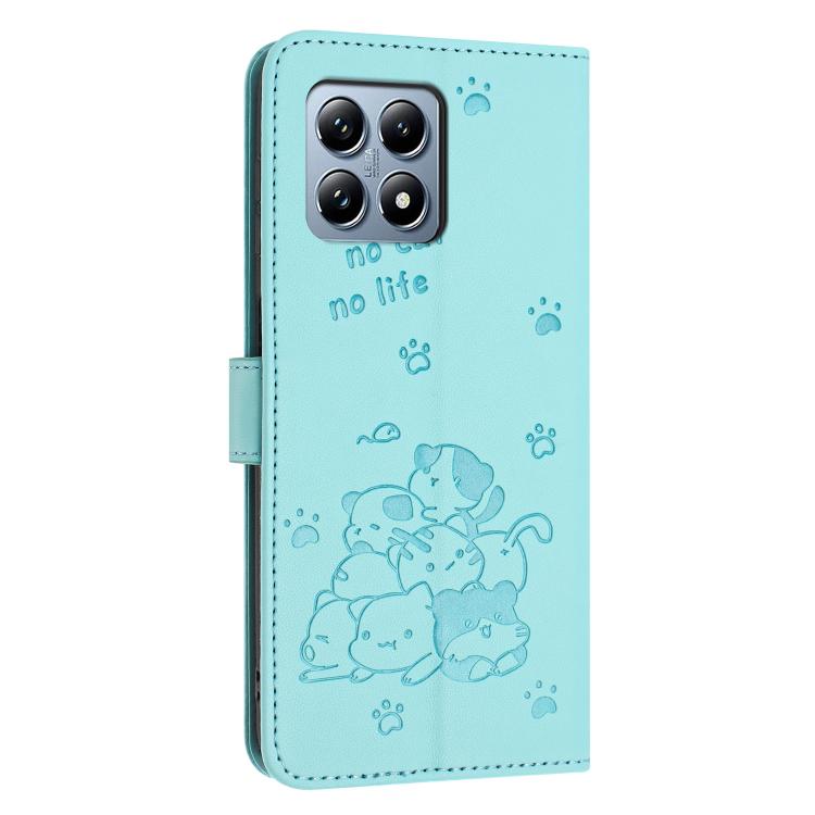 For Xiaomi 15T 5G Embossed Kitten Phone Leather Case with Lanyard