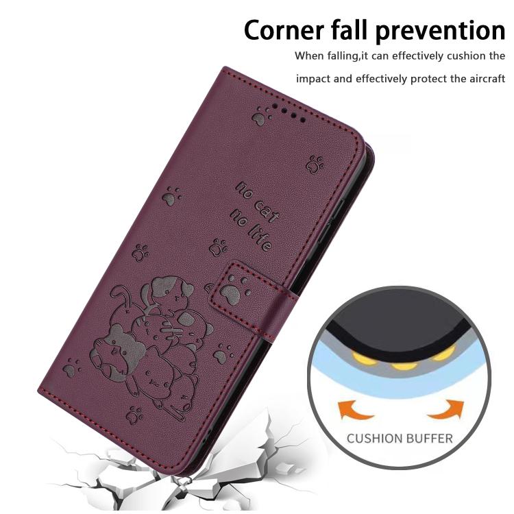 For Xiaomi 15T 5G Embossed Kitten Phone Leather Case with Lanyard
