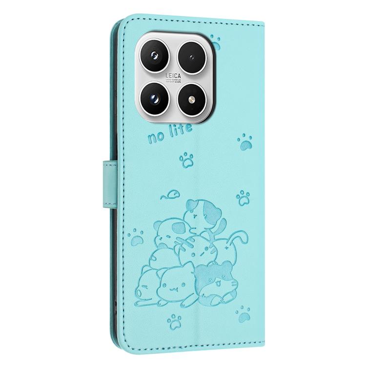 For Xiaomi 17 Embossed Kitten Phone Leather Case with Lanyard