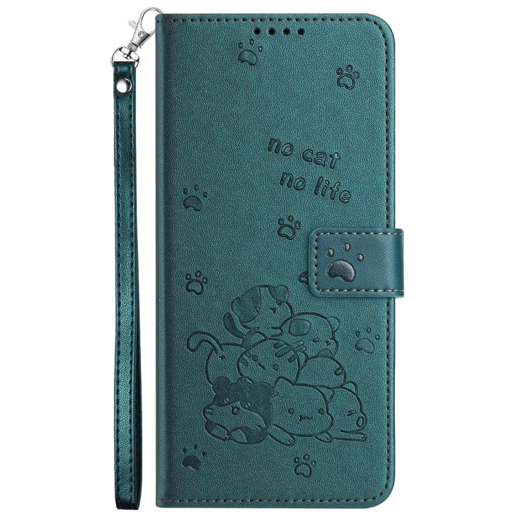 For Xiaomi 17 Pro Max Embossed Kitten Phone Leather Case with Lanyard