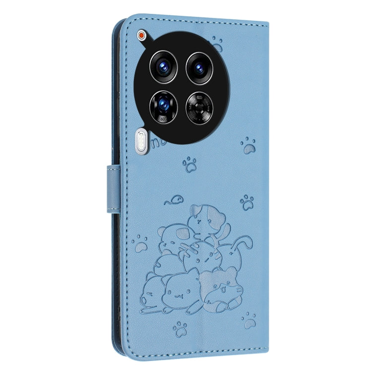 For Tecno Camon 30 4G / Camon 30 5G Embossed Kitten Phone Leather Case with Lanyard