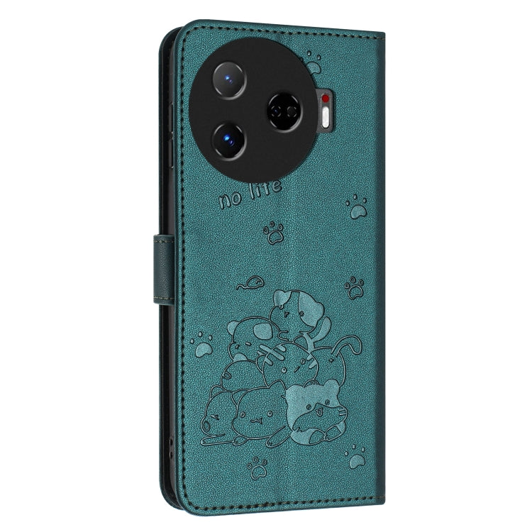 For Tecno Camon 30 Pro 5G Embossed Kitten Phone Leather Case with Lanyard