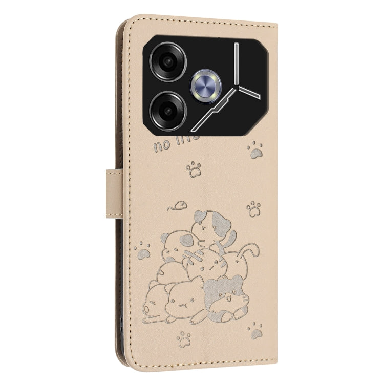 For Tecno Pova 6 Pro / Pova 6 5G Embossed Kitten Phone Leather Case with Lanyard