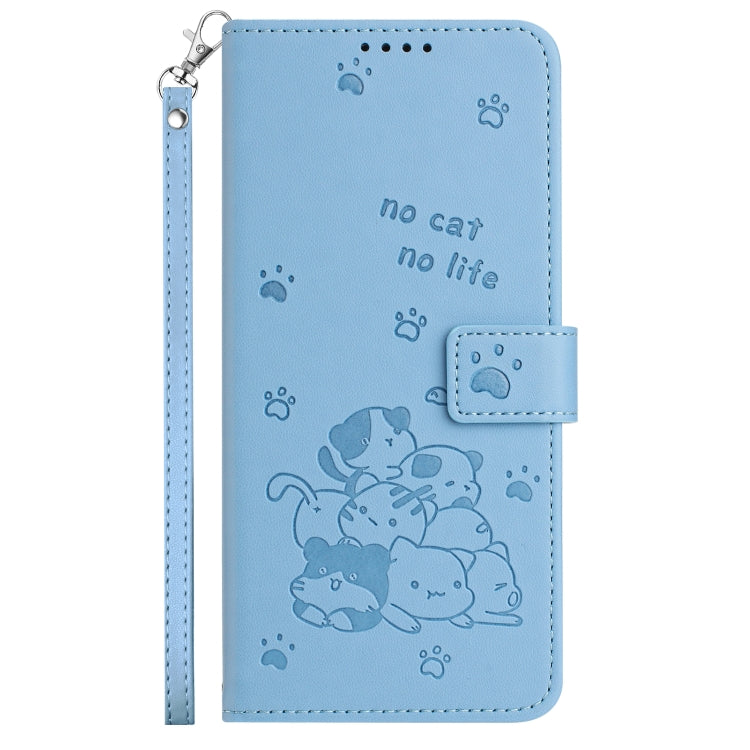For Tecno Camon 20 Pro 5G Embossed Kitten Phone Leather Case with Lanyard