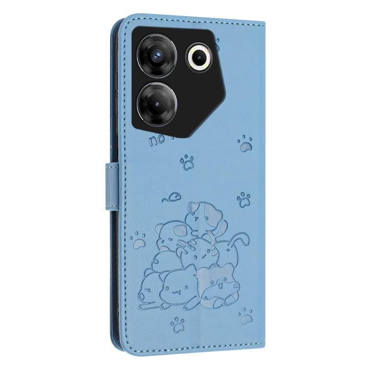 For Tecno Camon 20 Pro 5G Embossed Kitten Phone Leather Case with Lanyard
