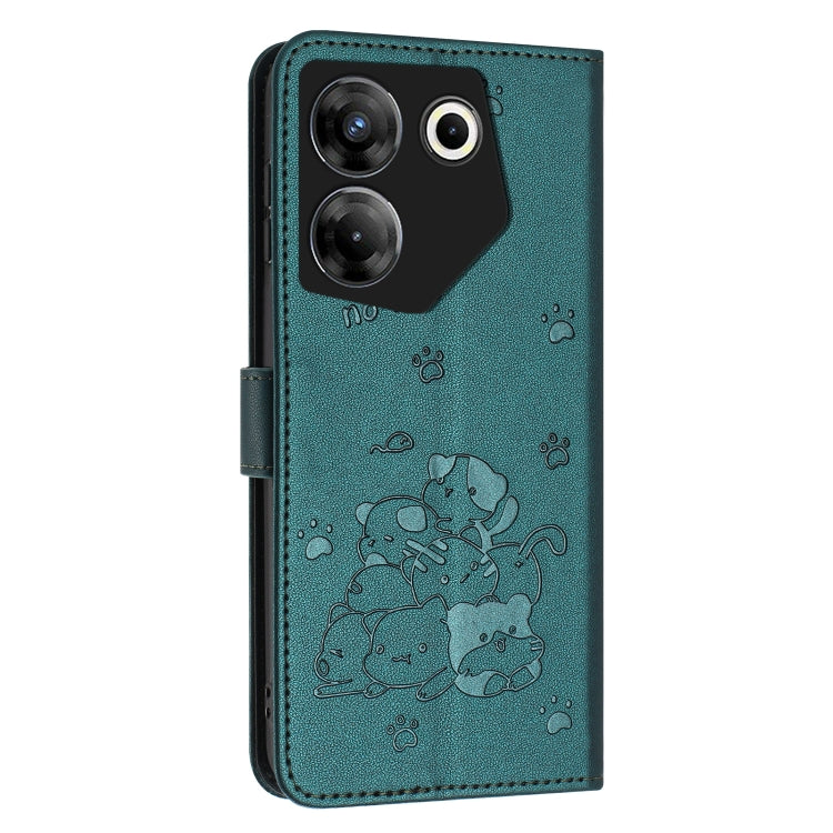 For Tecno Camon 20 Pro 5G Embossed Kitten Phone Leather Case with Lanyard