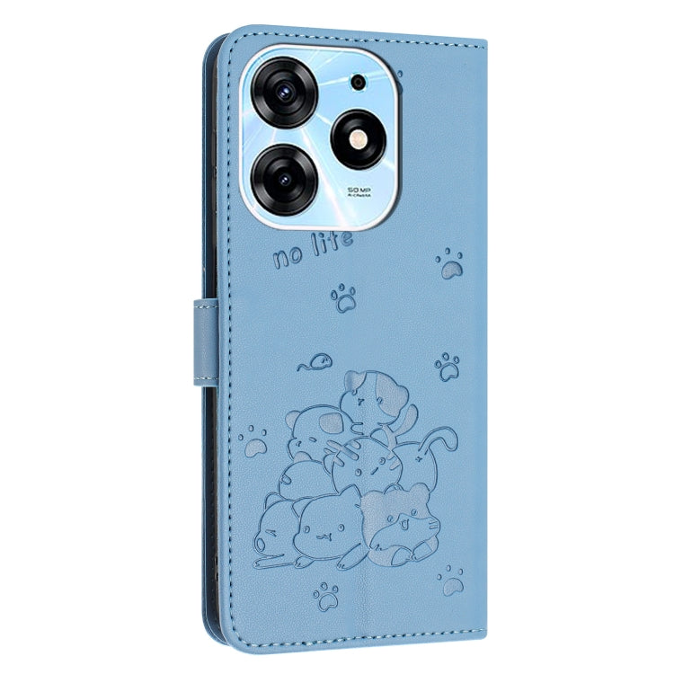 For Tecno Spark 10 Pro / K17 4G Embossed Kitten Phone Leather Case with Lanyard