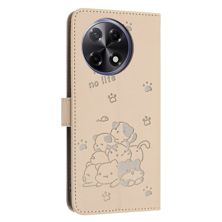 For Tecno Camon 30S Embossed Kitten Phone Leather Case with Lanyard