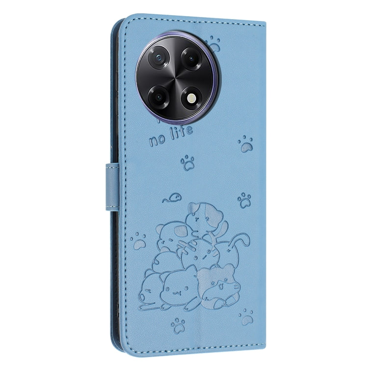 For Tecno Camon 30S Embossed Kitten Phone Leather Case with Lanyard