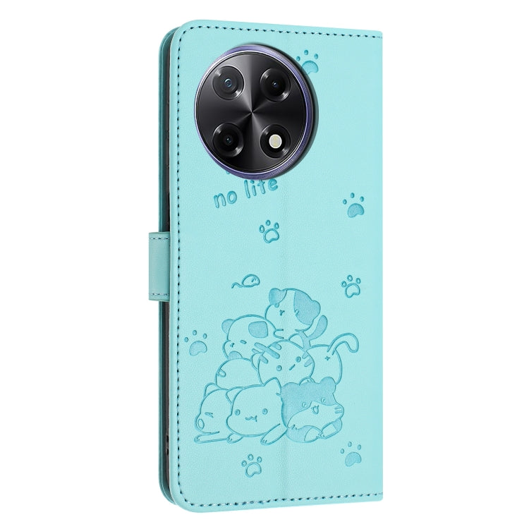 For Tecno Camon 30S Embossed Kitten Phone Leather Case with Lanyard