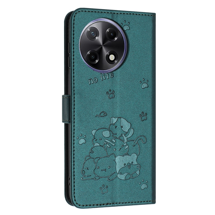 For Tecno Camon 30S Embossed Kitten Phone Leather Case with Lanyard