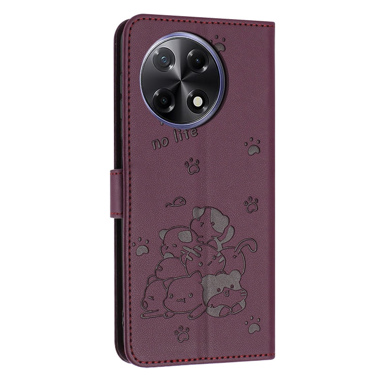 For Tecno Camon 30S Embossed Kitten Phone Leather Case with Lanyard