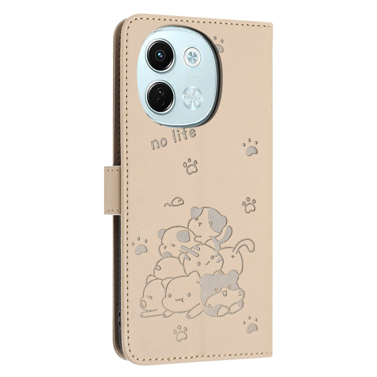 For Tecno Spark 30 5G Embossed Kitten Phone Leather Case with Lanyard