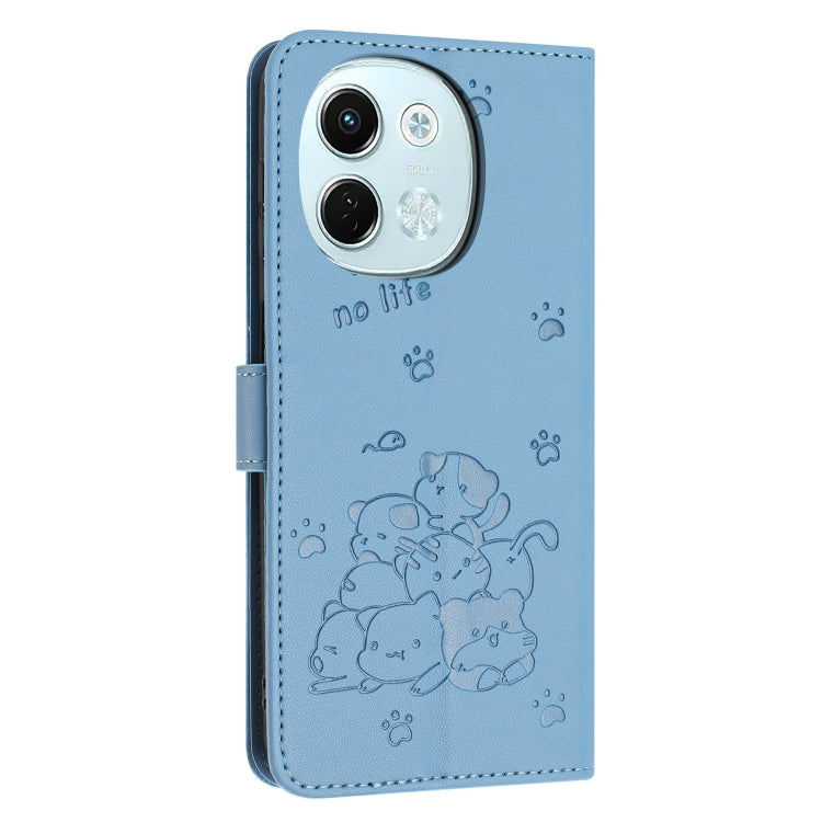 For Tecno Spark 30 5G Embossed Kitten Phone Leather Case with Lanyard