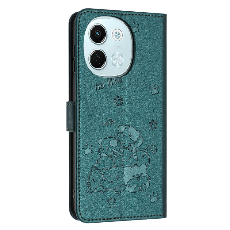 For Tecno Spark 30 5G Embossed Kitten Phone Leather Case with Lanyard