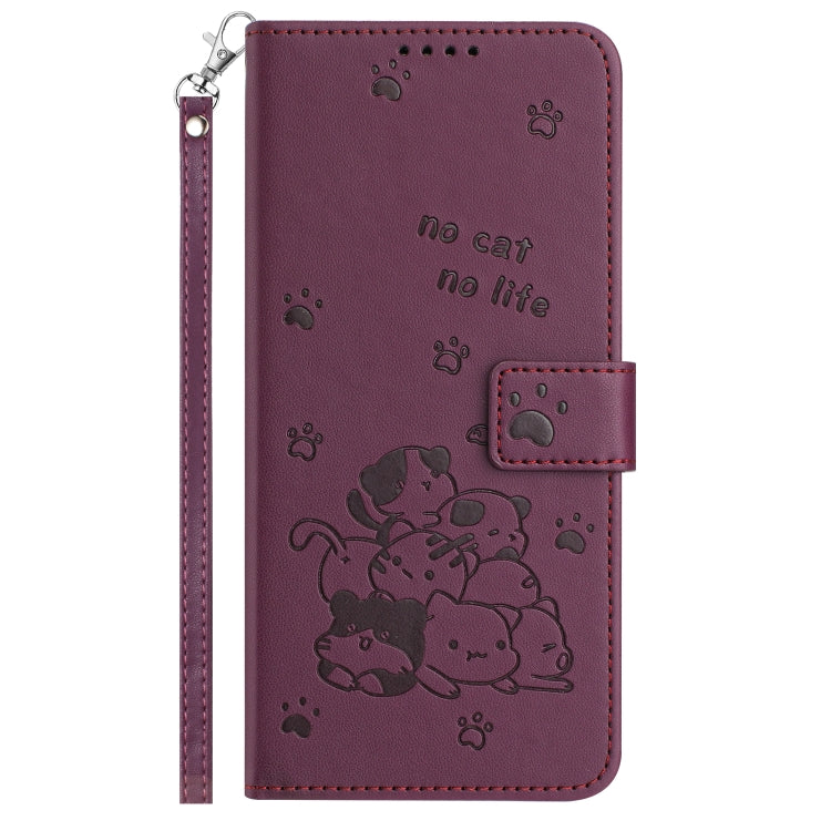 For Tecno Spark 30 5G Embossed Kitten Phone Leather Case with Lanyard