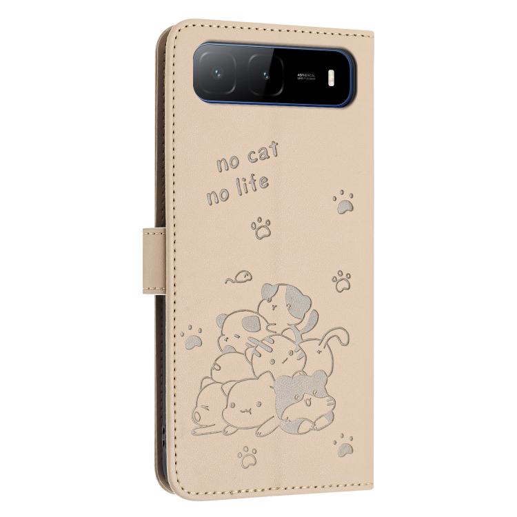 For Tecno Spark Go 5G 2025 Embossed Kitten Phone Leather Case with Lanyard