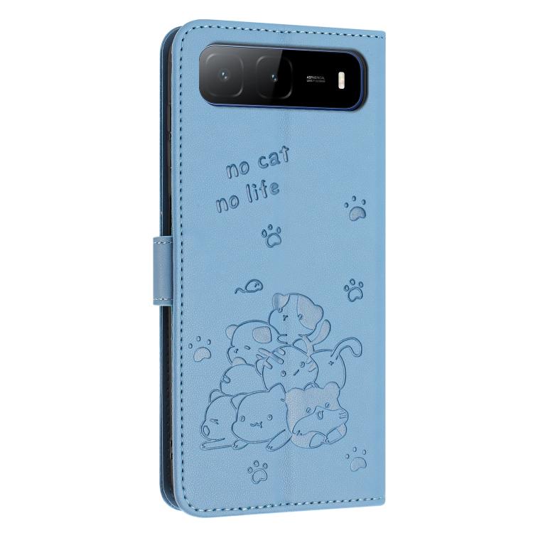 For Tecno Spark Go 5G 2025 Embossed Kitten Phone Leather Case with Lanyard