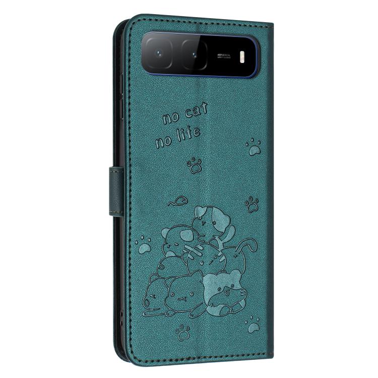 For Tecno Spark Go 5G 2025 Embossed Kitten Phone Leather Case with Lanyard