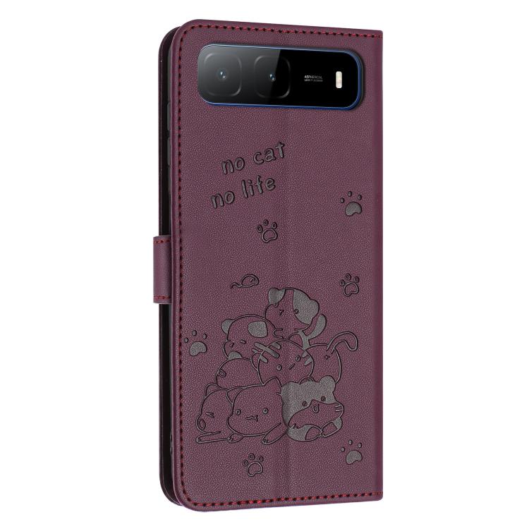 For Tecno Spark Go 5G 2025 Embossed Kitten Phone Leather Case with Lanyard