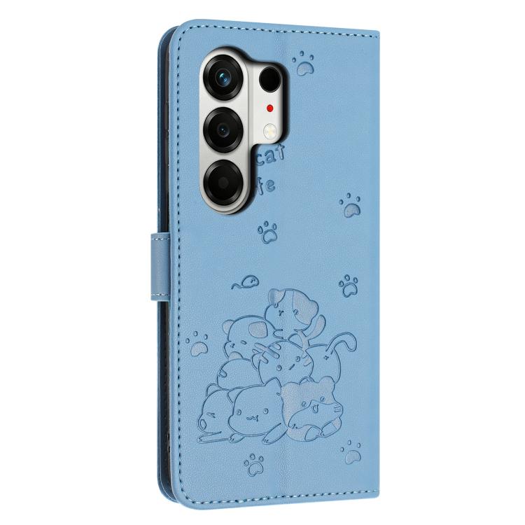 For Tecno Camon 50 4G Embossed Kitten Phone Leather Case with Lanyard