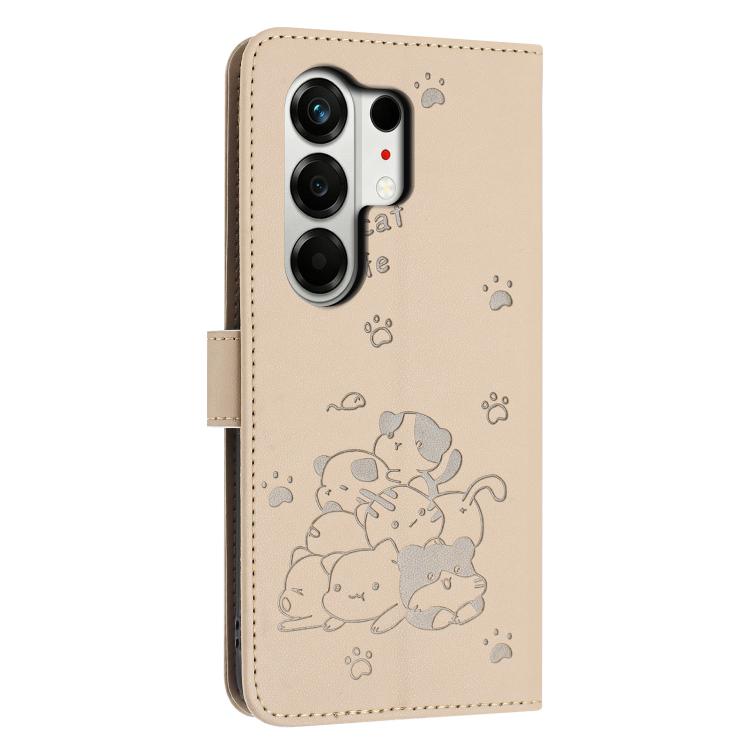 For Tecno Camon 50 Pro 4G Embossed Kitten Phone Leather Case with Lanyard