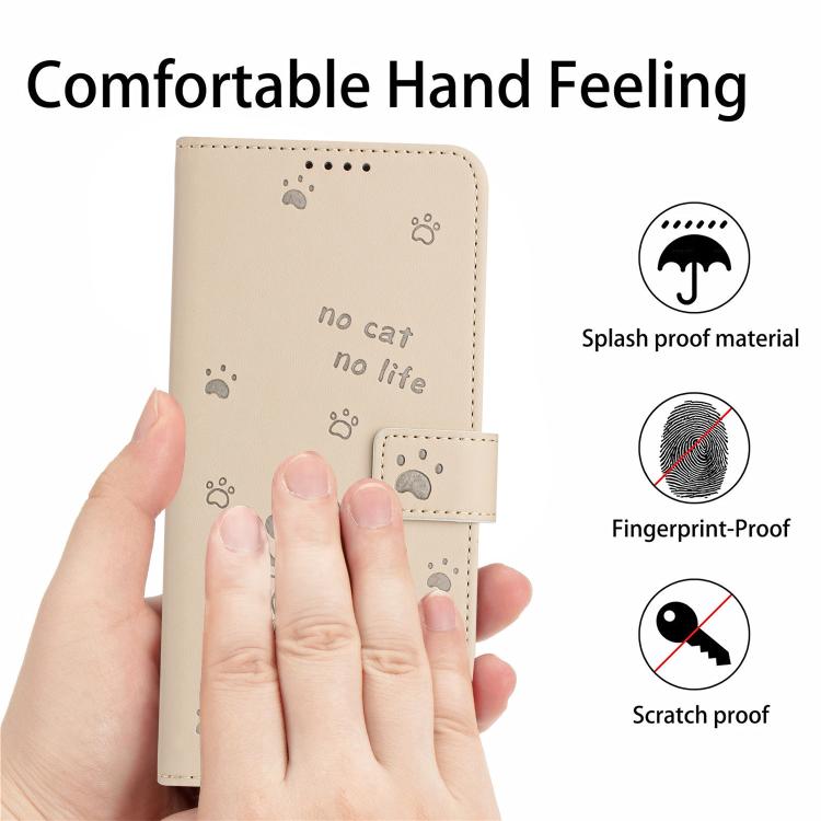 For Tecno Camon 50 Pro 4G Embossed Kitten Phone Leather Case with Lanyard