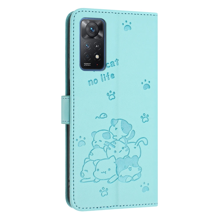 For Redmi Note 12 Pro 4G Embossed Kitten Phone Leather Case with Lanyard