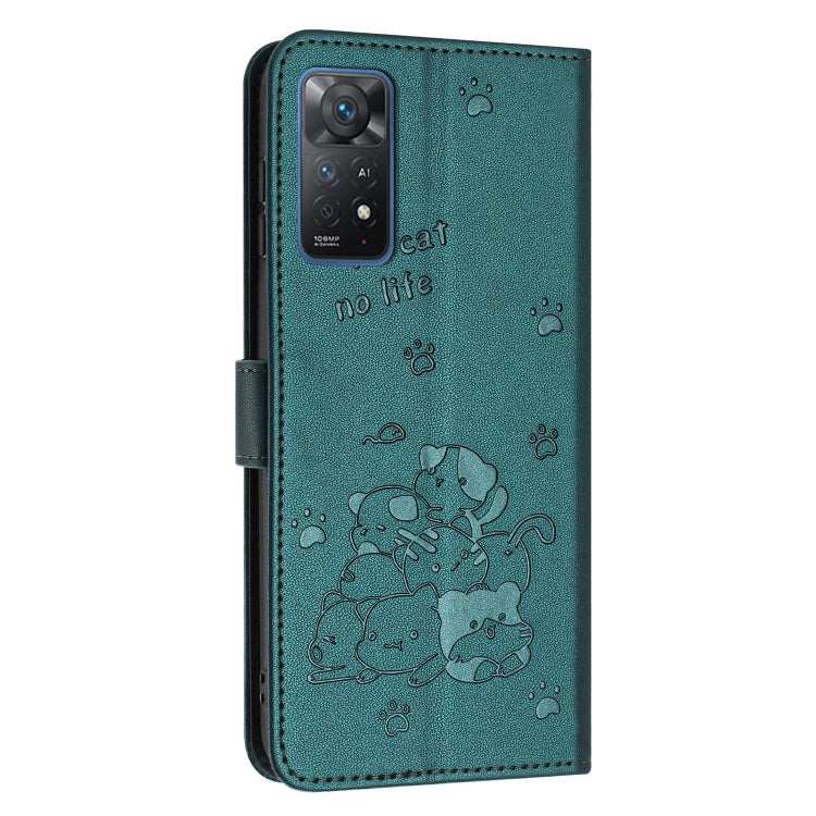 For Redmi Note 12 Pro 4G Embossed Kitten Phone Leather Case with Lanyard