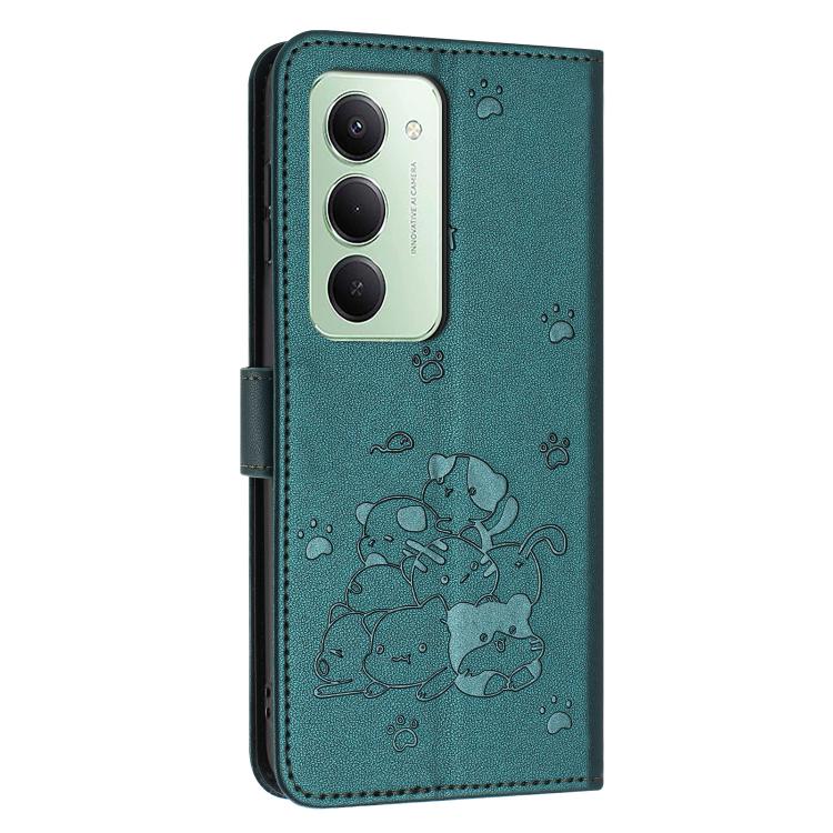 For Redmi 15 5G Global / 4G SEA 169mm Embossed Kitten Phone Leather Case with Lanyard