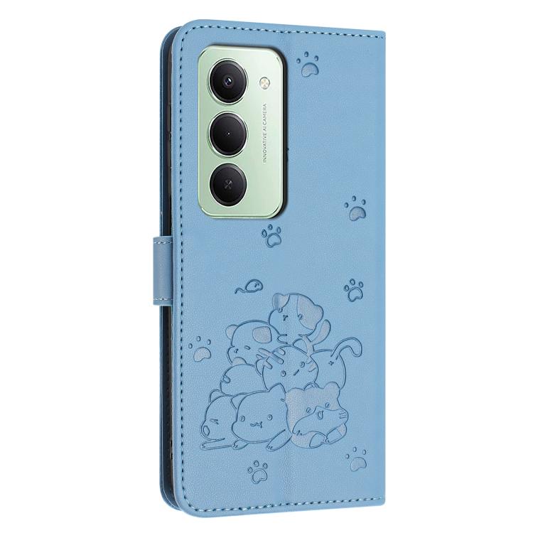 For Redmi 15 5G / 4G EU 171mm Embossed Kitten Phone Leather Case with Lanyard
