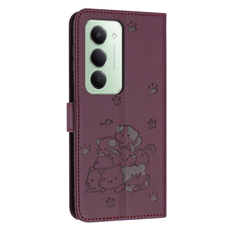 For Redmi 15 5G / 4G EU 171mm Embossed Kitten Phone Leather Case with Lanyard
