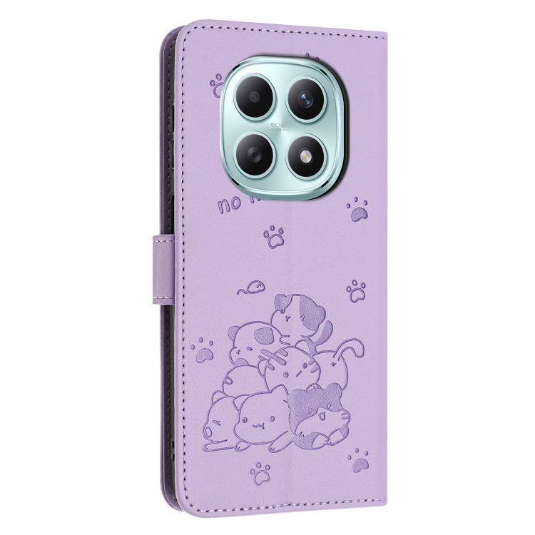 For Redmi Note 15 5G / 4G Global 164mm Embossed Kitten Phone Leather Case with Lanyard