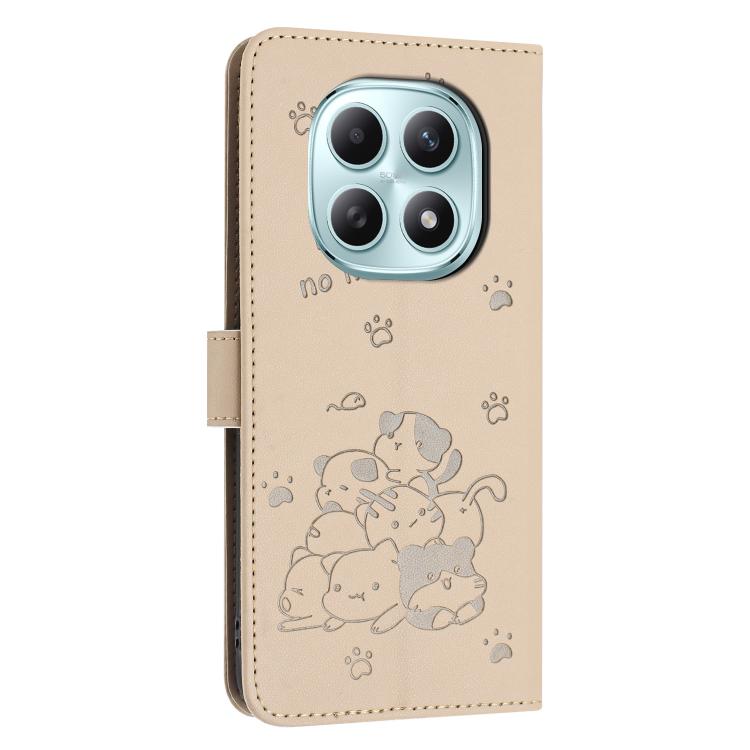 For Redmi Note 15 5G / 4G Global 164mm Embossed Kitten Phone Leather Case with Lanyard