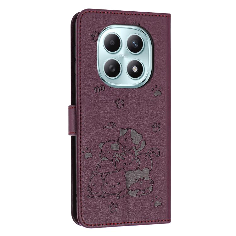 For Redmi Note 15 5G / 4G Global 164mm Embossed Kitten Phone Leather Case with Lanyard