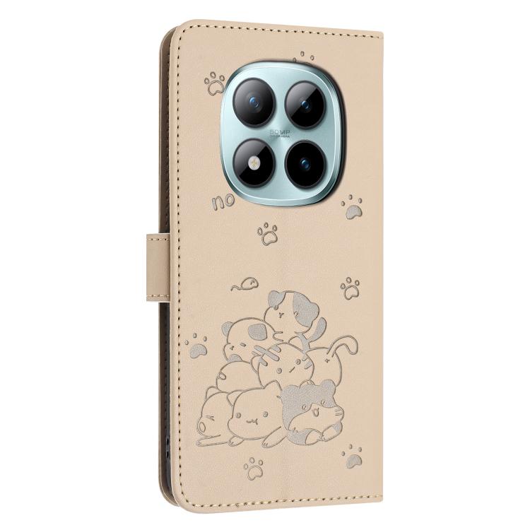 For Redmi Note 15 Pro+ 5G Global 163.3mm Embossed Kitten Phone Leather Case with Lanyard