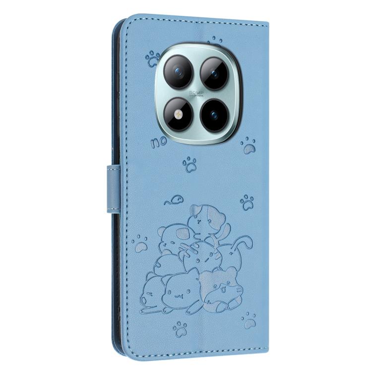 For Redmi Note 15 Pro+ 5G Global 163.3mm Embossed Kitten Phone Leather Case with Lanyard