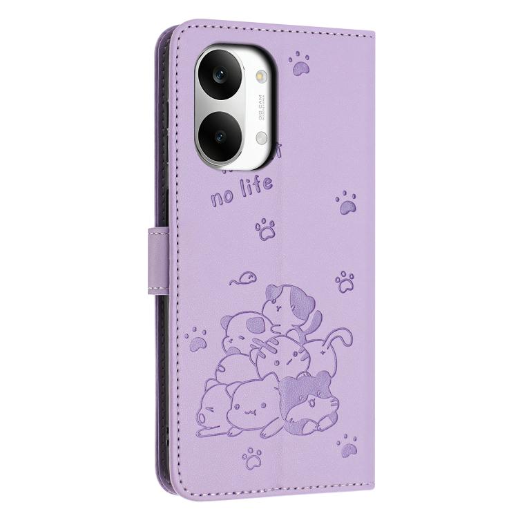 For Redmi Turbo 5 Max / Poco X8 Pro Max Embossed Kitten Phone Leather Case with Lanyard