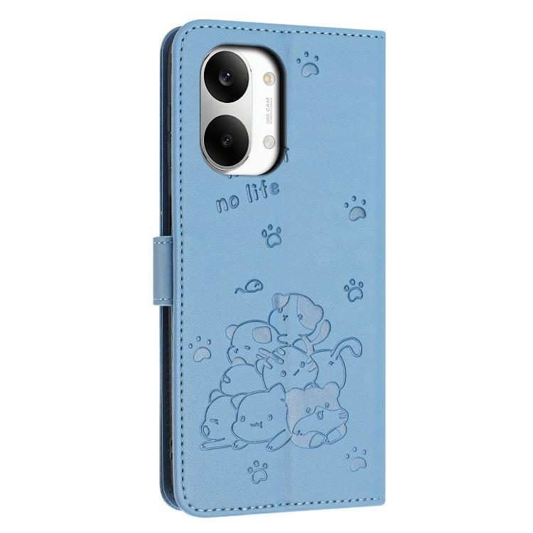 For Redmi Turbo 5 Max / Poco X8 Pro Max Embossed Kitten Phone Leather Case with Lanyard
