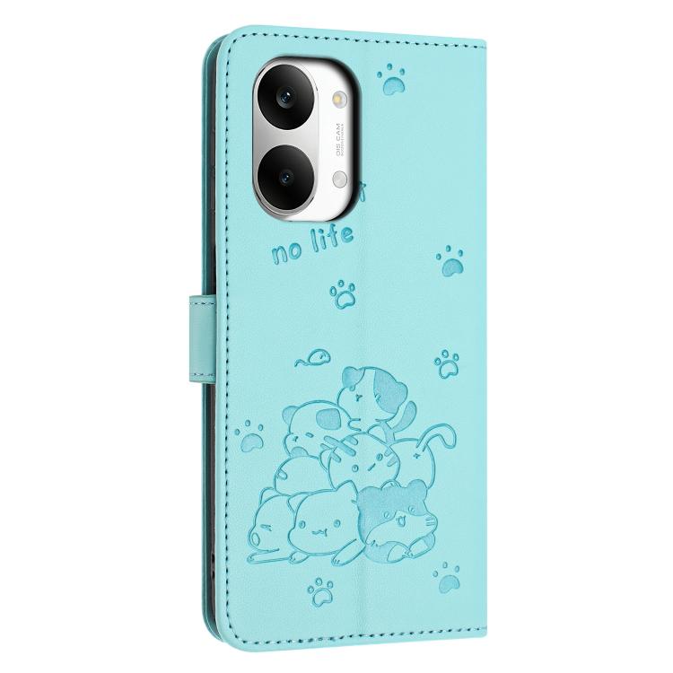 For Redmi Turbo 5 Max / Poco X8 Pro Max Embossed Kitten Phone Leather Case with Lanyard