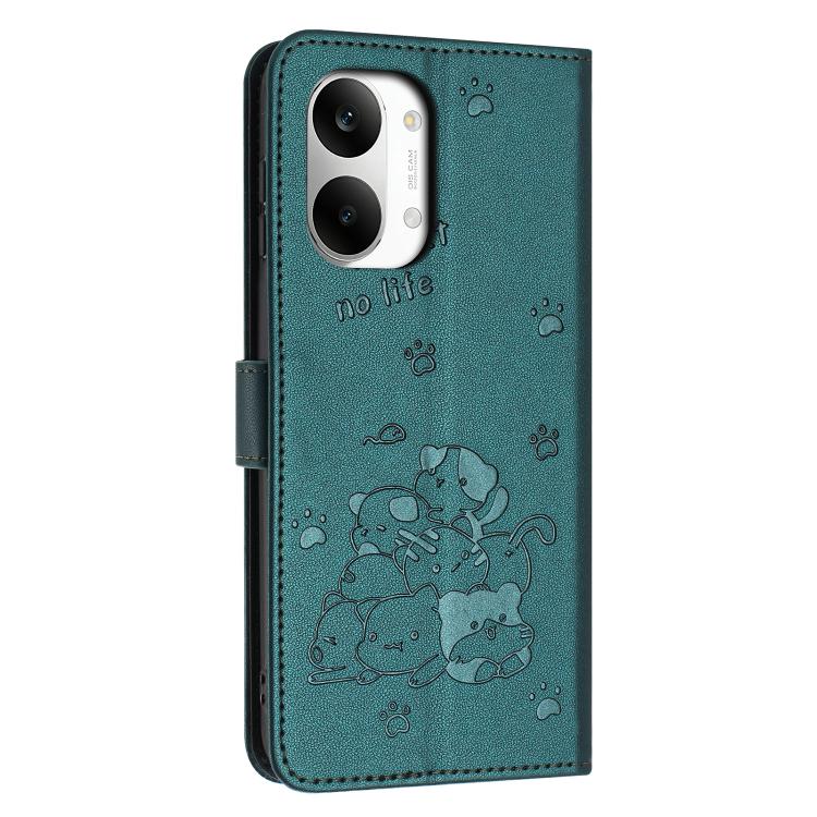For Redmi Turbo 5 Max / Poco X8 Pro Max Embossed Kitten Phone Leather Case with Lanyard